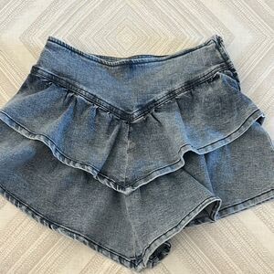 Katie J NYC Denim Ruffle Girls Skirt - Size L